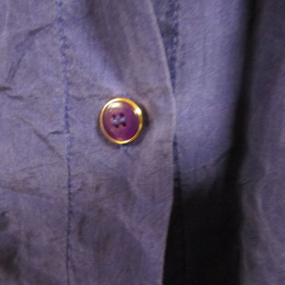 VTG VENEZIA VITALE 100% SILK, DK PURPLE, BUTTON DOWN BLOUSE, W/POCKETS, 22/24 - Picture 7 of 7